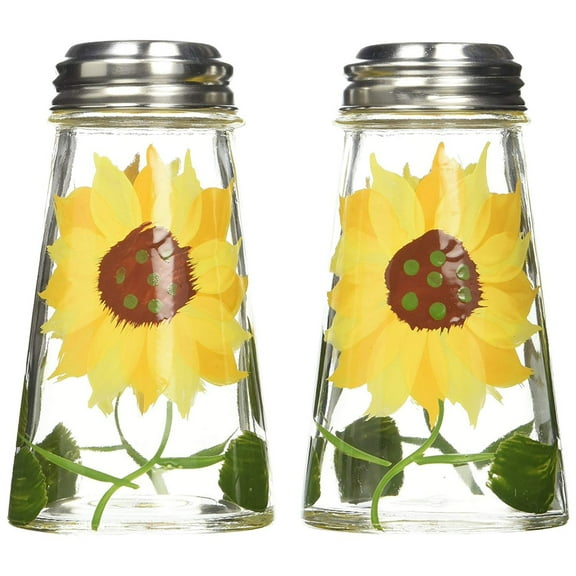 Grant Howard Hand-Painted Sunflower Salt & Pepper Shaker Set – 2-Piece, Yellow, Tapered Design