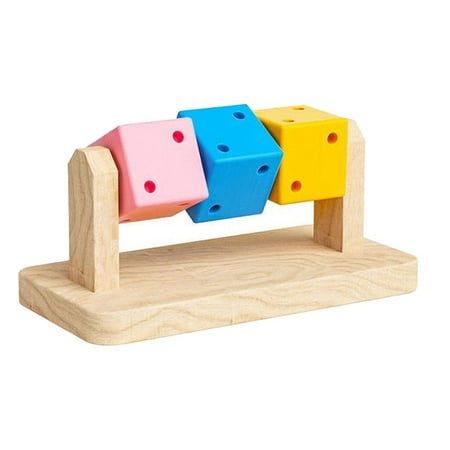 SharkTRUE Colorful Hamster Fitness Cube Activity Toy for Small Rodents, Wooden Multi-faceted Play Center, 14 x 7 x 6 cm
