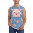 thumbnail image 2 of Fotbe Men's Cute Pig Flowers Print Men's Sleeveless Muscle Tank Tops Casual T-Shirts for Gym Workout Beach-Medium, 2 of 8