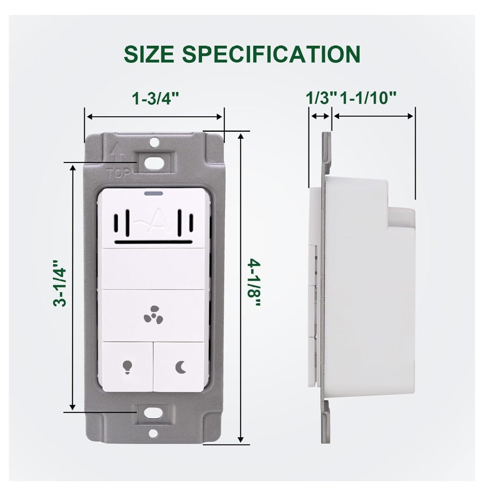 Humidity Sensor for Bathroom Exhaust Fan with Light, LED Light, Night Light, Ventilation Fan, Air Moisture Control, Timer for Bathroom Fan, UL Listed, White