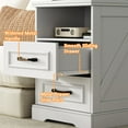 thumbnail image 3 of NEGYLIM Nightstand, Farmhouse End Table with Charging Station, 2 Drawers Storage for Bedroom, 3 of 9