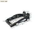 thumbnail image 4 of Harper & Bright Designs Twin Size Race Car Bed Platform Bed, Wood Car-Shaped Floor Bed Frame with Wheels and 2 Seats for Boys Girls, Black, 4 of 12