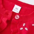 thumbnail image 3 of Nyeemya Baby Girls Long Sleeve Single Button Knit Bolero Cardigans Flower Ruffle Cover Up Sweater Red 120, 3 of 5