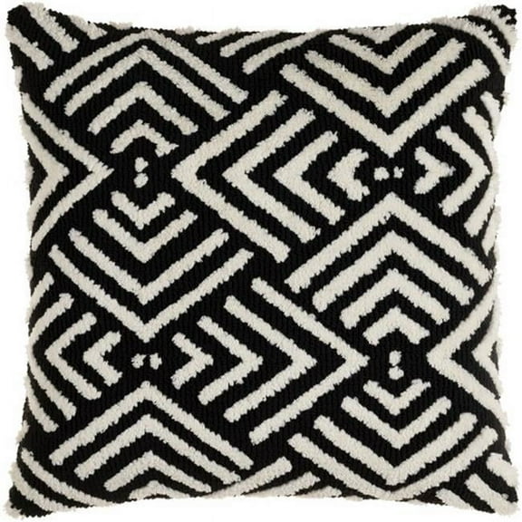 Livabliss 18 x 18 in. Sheldon Knitted Pillow Cover - Black & Ivory