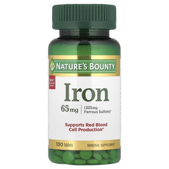 Nature's Bounty Iron 65 mg Tablets 100 Tablets (Pack of 6)