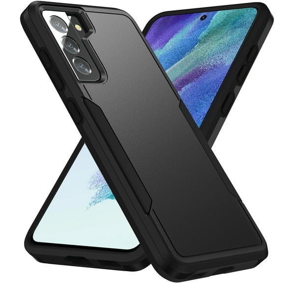 AIOVETEAB Defender Case Designed for Samsung Galaxy S21 FE case, Heavy Duty Shockproof Rugged Protective Bumper Cover for Samsung Galaxy S21 FE 5G (Black)