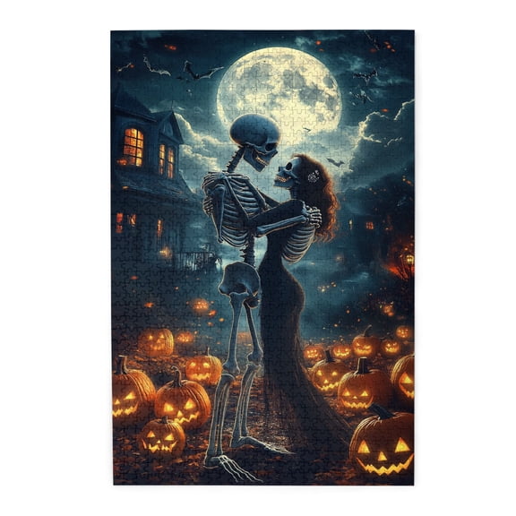 1000 PCS Skeleton'S Love Wooden Puzzles For Adults 1000 Pieces,Brain Challenge,Stunningly Vibrant Colors,Drive The Festive Atmosphere,Puzzles Suitable For Entertaining With Family During Holidays