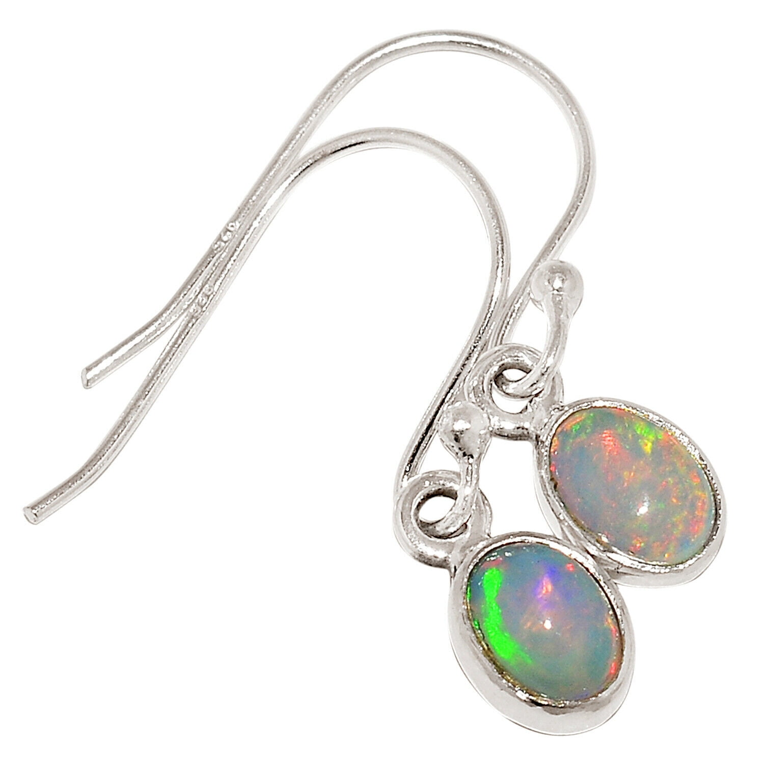 Natural Ethiopian Fire Black Opal 925 Silver Ring Earring Necklace Jewelry Set 