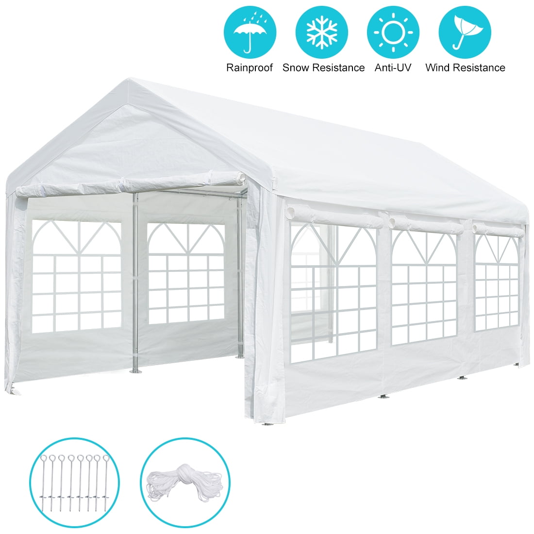 10'X30' White Heavy Duty Portable Garage Carport Car Shelter Outdoor Canopy Tent 