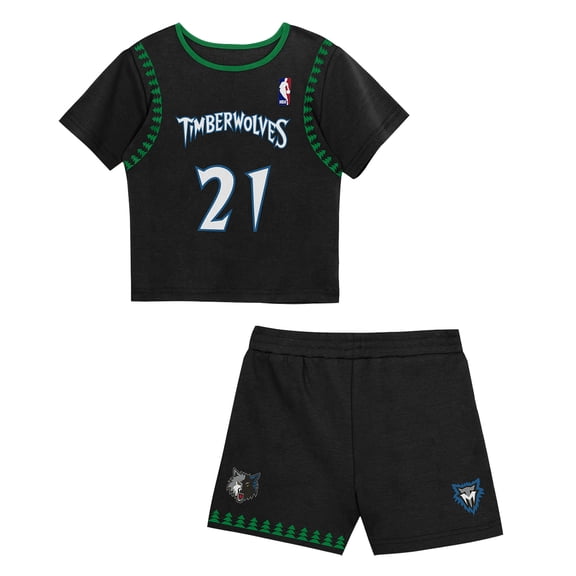 Toddler Mitchell & Ness Kevin Garnett Black Minnesota Timberwolves 2-Piece Play by Place T-Shirt & Shorts Set