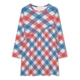 thumbnail image 2 of American Flag Blue Red White Loose Dress Evening Dress Summer Dresses for Women Luxury Dress Long Sleeved Dress, 2 of 4
