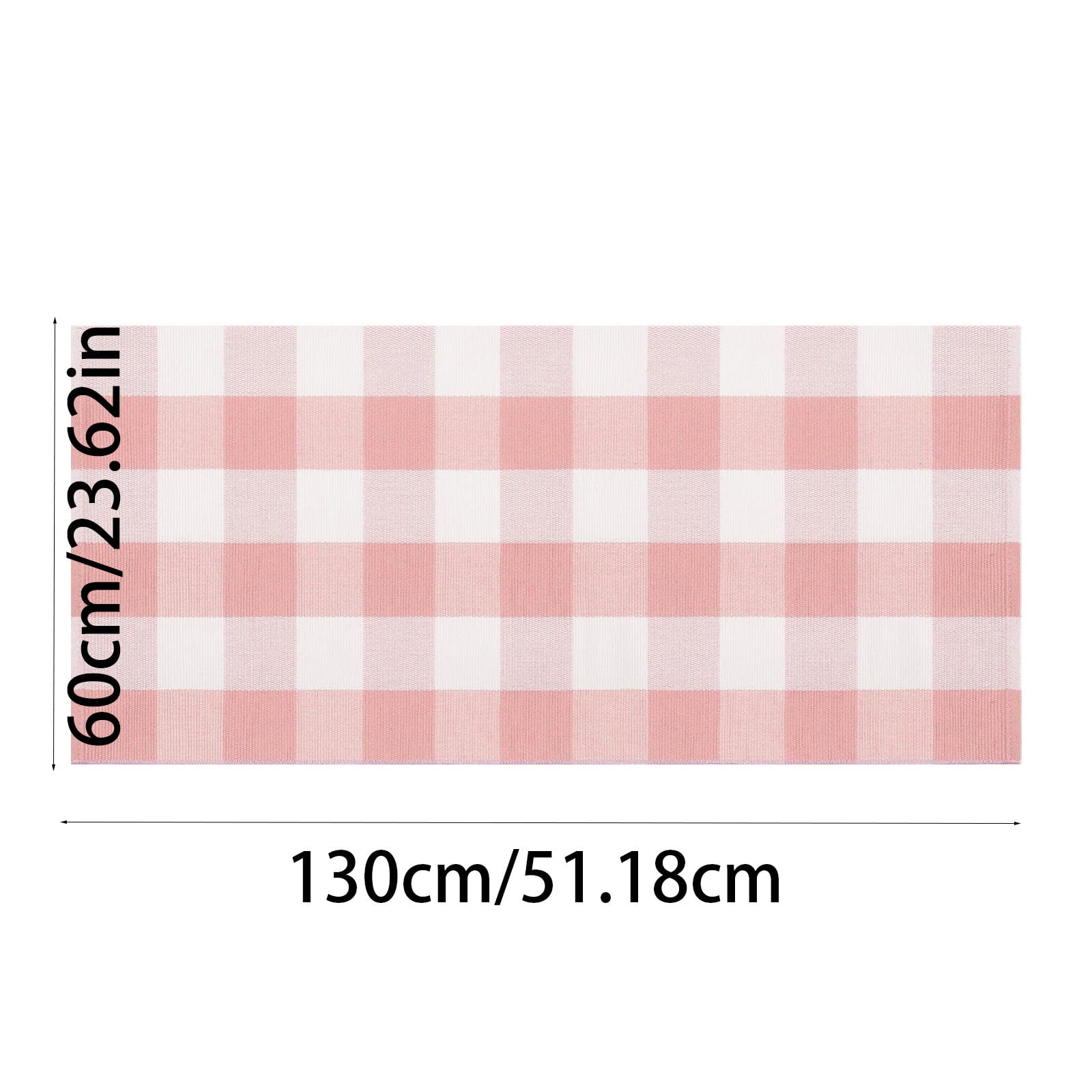 Buffalo Plaid Rug 130X60cm Pink and White Checked Rug Washable Doormats Indoor Outdoor Rugs for Layered Front Door Mats, Porch, Kitchen, Farmhouse, Entryway
