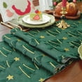 thumbnail image 5 of Christmas Table Runner 13x55 Inch, Green Polyester Dining Table Runner with Snowman, Snowflake & Christmas Tree Design, Decorative Holiday Table Cover for Dining Room, Coffee Table, Party Décor, 5 of 5
