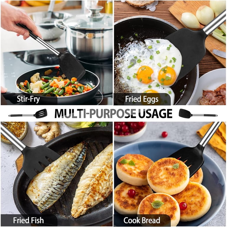 Behome 2-Pack Silicone Spatula Set, Non-Stick Turners photo 4