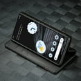 thumbnail image 3 of Decase Wallet Case for Google Pixel 7 Pro, Shockproof Magnetic Carbon Fiber Premium PU Leather Flip Case with Card Holder For Google Pixel 7 Pro, Vertical Red Lineinch, #2 Black, 3 of 9