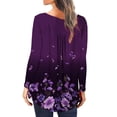thumbnail image 4 of Heliisoer Womens Fashion Round Neck Printed Buttons Long Sleeve Asymmetric Hem, 4 of 9
