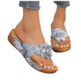 thumbnail image 3 of Bmisegm Women Sandals New Pattern Fashion Flower Decoration Flip Flop Wedge Comfortable and Lightweight Non Slip Summer Casual Shoes Sandals Women Summer Sky Blue 6.5, 3 of 9