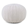 thumbnail image 1 of Simpli Home Shelby Hand Knit Round Pouf in Cream, 1 of 6
