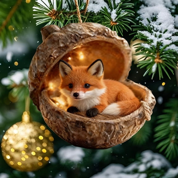 Homekingdee Mini Resin Animal Christmas Ornaments with Lights - Cute Forest Creature Hanging Decor for Christmas Tree Xmas Holiday Home Party Supplies