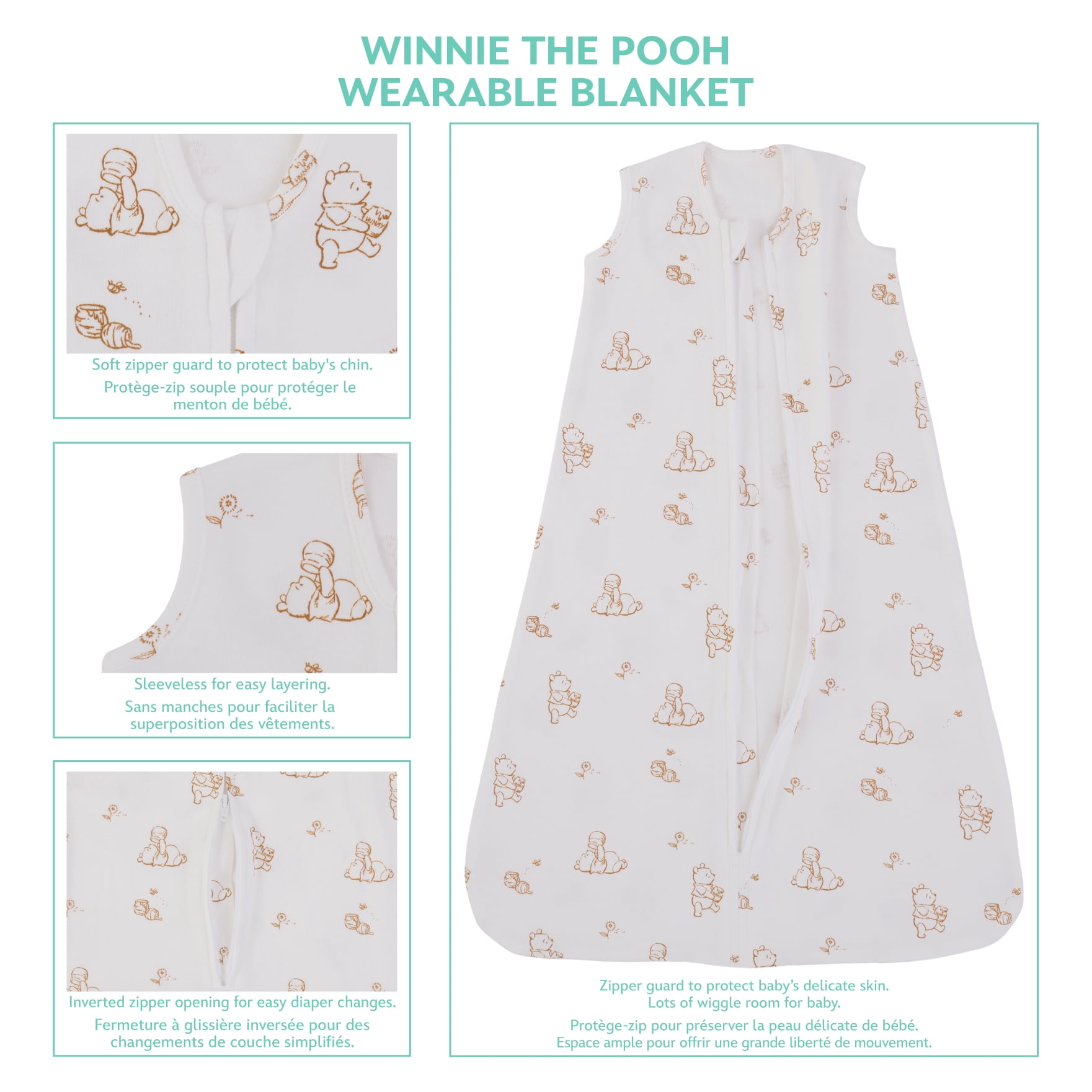 Winnie the Pooh Wearable Baby Blanket, Infant Unisex, Taupe