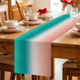 thumbnail image 5 of Teal Pink Ombre Table Runner 70 Inches, Modern Gradient Abstract Art Bed Runner Dresser Scarves Tabletop for Indoor Outdoor Parties/Ceremony/Banquet, 13" x 70", 5 of 9