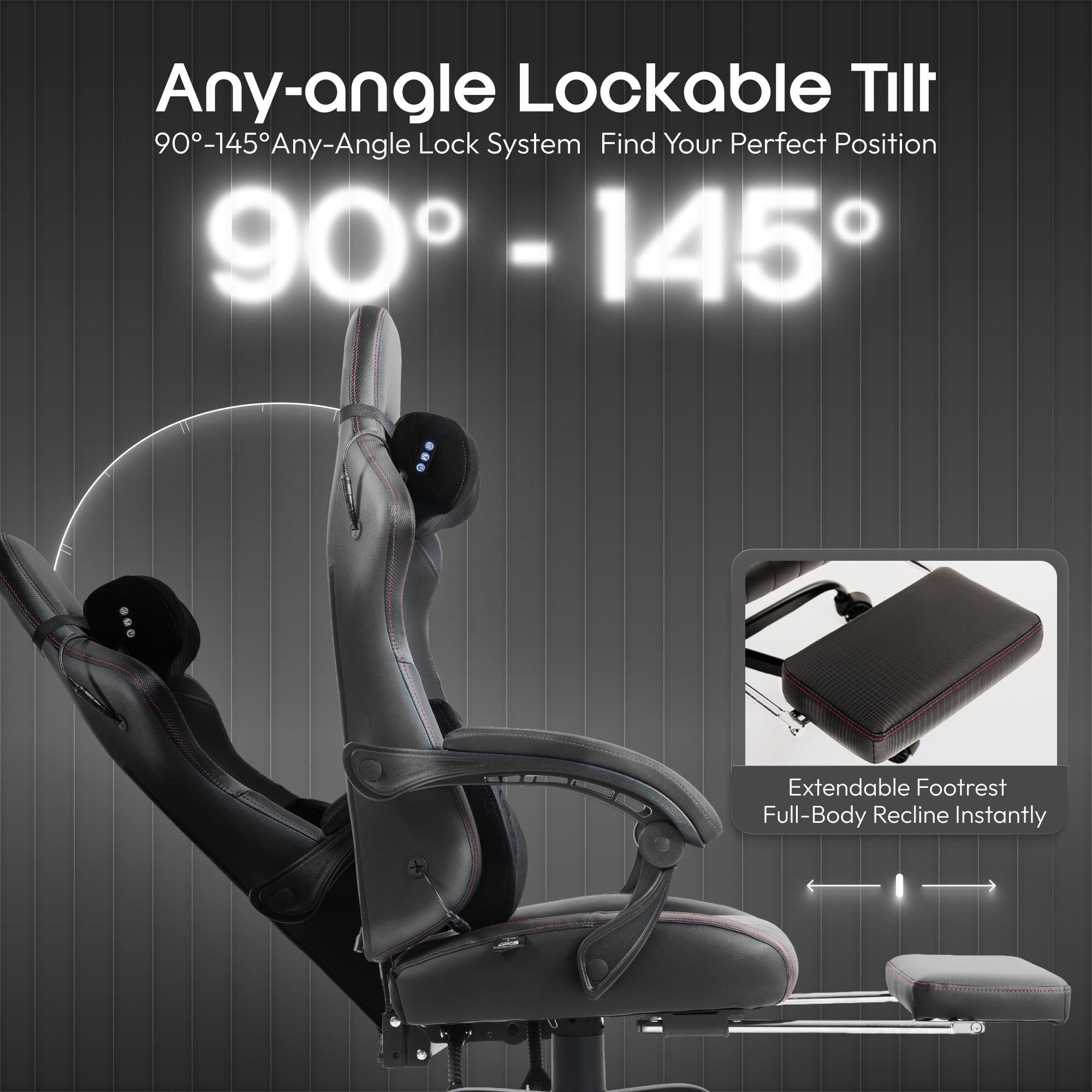 GOOSEA Gaming Chair with Shiatsu Massage for Neck, Lumbar Support, Ergonomic High Back Recliner for Home Office, Adjustable Height Computer Desk Chair with Premium Comfort Design, Black