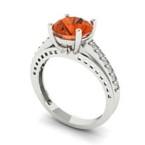 2.21ct round cut red Zircon 18k white gold Bridal Wedding Engagement Promise Anniversary Ring for Women size 7.5