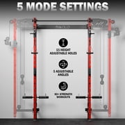 Mikolo Foldable Power Rack Cage,1000lbs Capacity Wall Mounted Squat Rack, Independent pulley system, Space Saving Home Gym Equipment