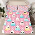 thumbnail image 2 of jejeloiu Colorful Ghost Twin Sheet Sets,Halloween Spider Webs Twin Fitted Sheet,Geometric Geometric Lines Flat Sheet For Girl Boy,Breathable Room Decoration,3-Piece, 2 of 7