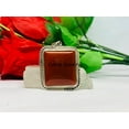 thumbnail image 2 of Solid 925 Sterling Silver Pendant For Women Men, Genuine Carnelian Cabochon Square Gemstone Unique Handcrafted Pendant For Her Him, 2 of 5