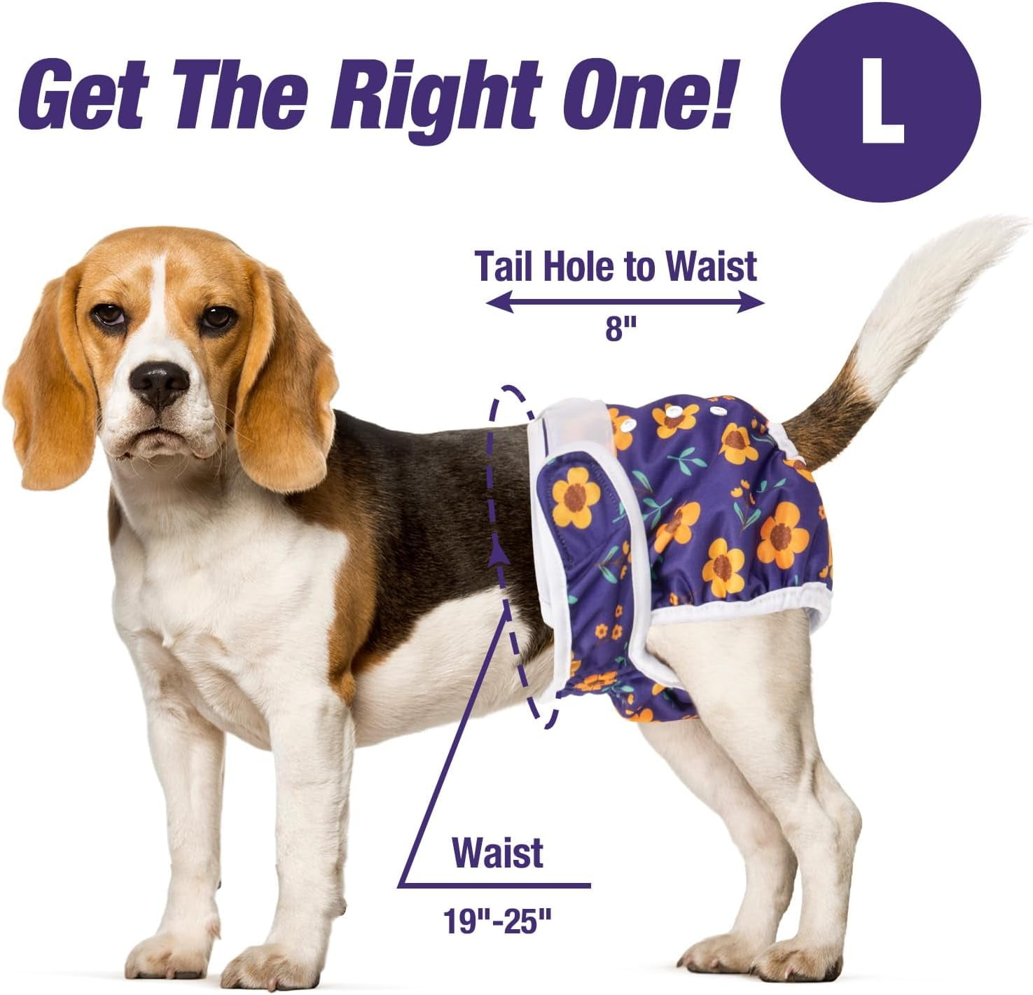 Pet Soft Washable Female Diapers Cute Flower Dog Diapers, Comfort Reusable Doggy Diapers for Girl Dog in Period Heat