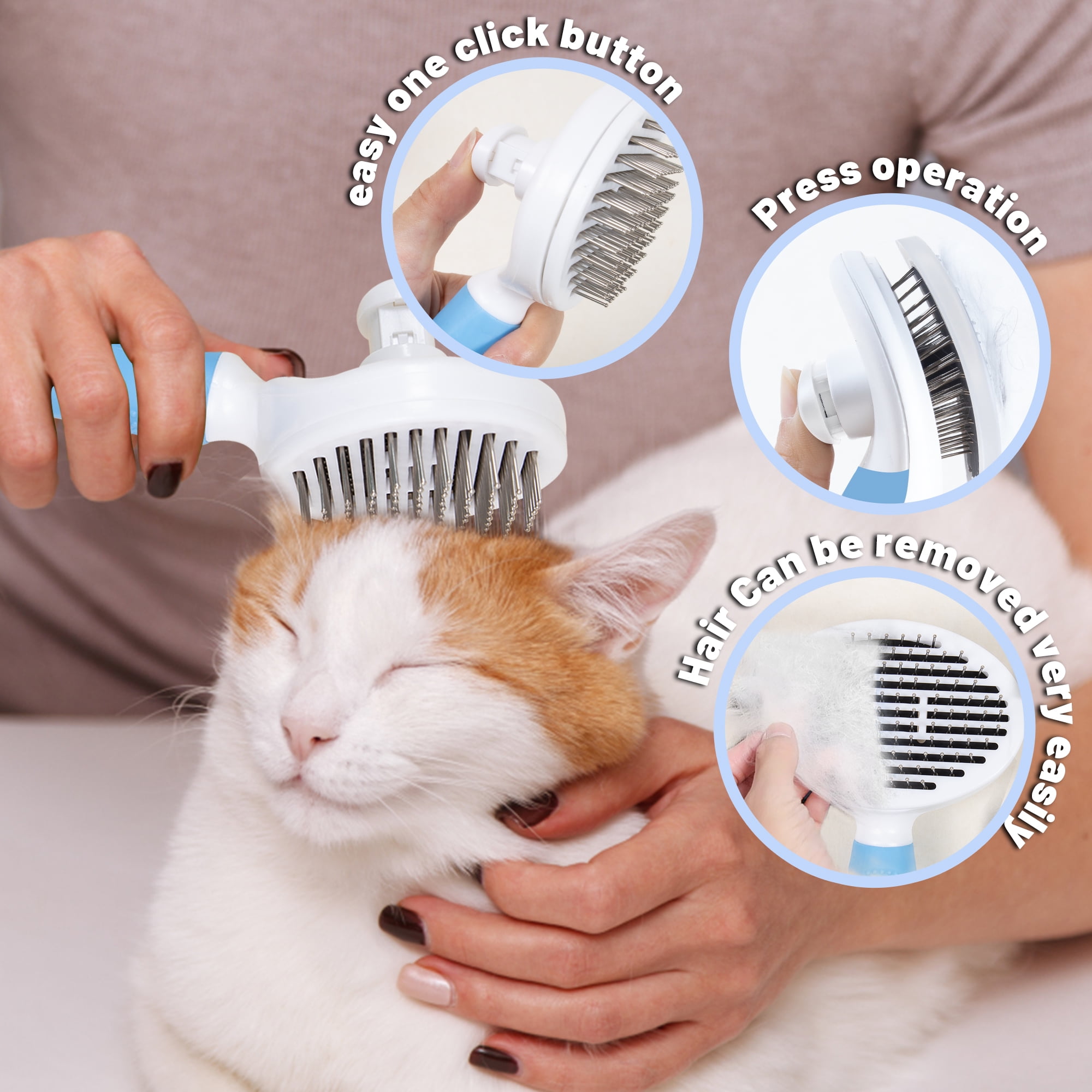 PAWSITIVE JOY Cat Grooming Supplies & Accessories: Complete Self Grooming Kit with Softer Scratcher, Rubbing Corner, Massager & Cat/dog brush, & Self-Cleaning Deshedding Brush - Cat Owner Must Haves!