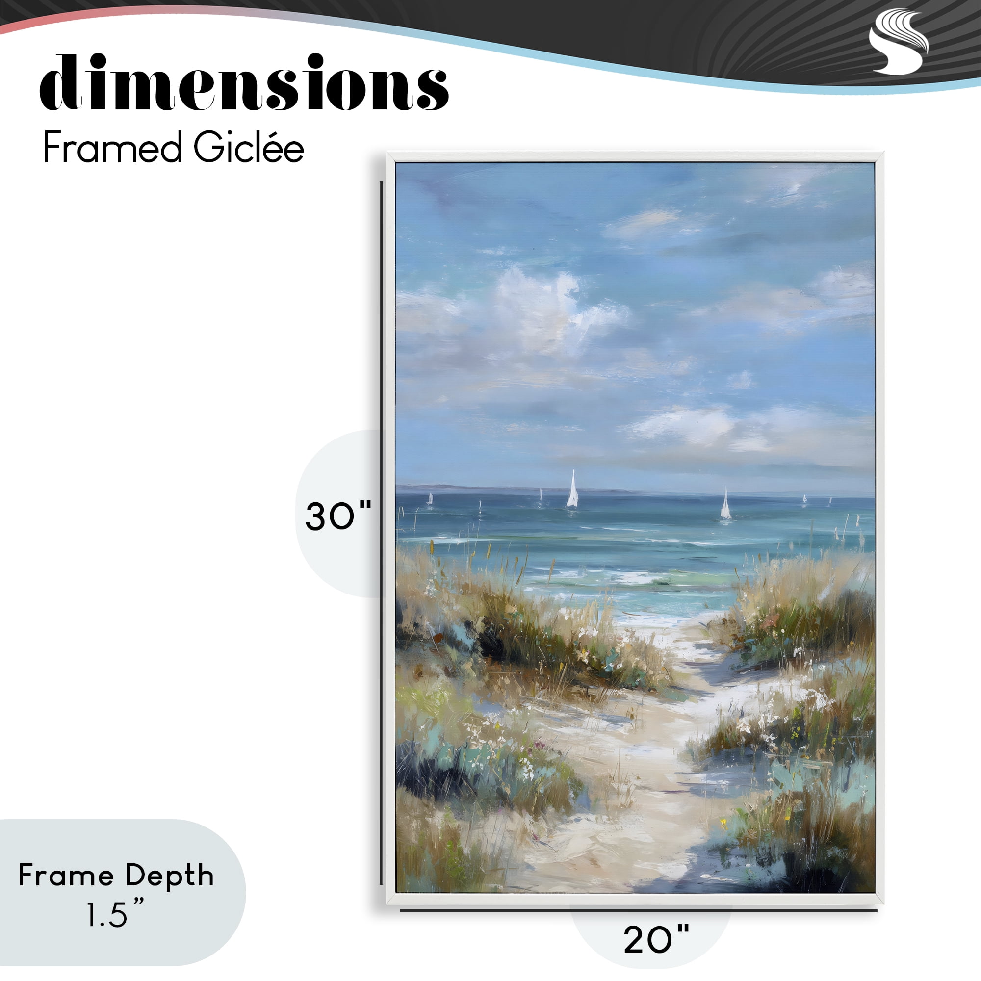 Stupell Industries Sailboat Path Impression White Framed Giclee Art, design by Petal Prints Design