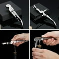 thumbnail image 3 of :Sacacorchos de camarero con doble bisagra, abridor de botellas de vino negro mate con cortador de papel de aluminio, 3 of 5