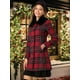 thumbnail image 4 of Abrigo Largo Allegra K con cuello de Piel Sintética a cuadros de Invierno para Mujer Rojo S, 4 of 6