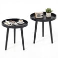 thumbnail image 1 of Gymax Ensemble de 2 Tables d'Appoint Rondes Table d'Extrémité de Canapé Table d'Accent de Café Table de Nuit Mobilier pour la Maison Noir, 1 of 9