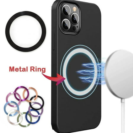 Feishell 1 PCS Universal Metal Ring for MagSafe-Compatible with Magnetic Wireless Charger for iPhone 15/14/13/12 Series (Mini/Plus/Pro/Pro Max) and Samsung Galaxy Series Ultra-Thin Accessories Black