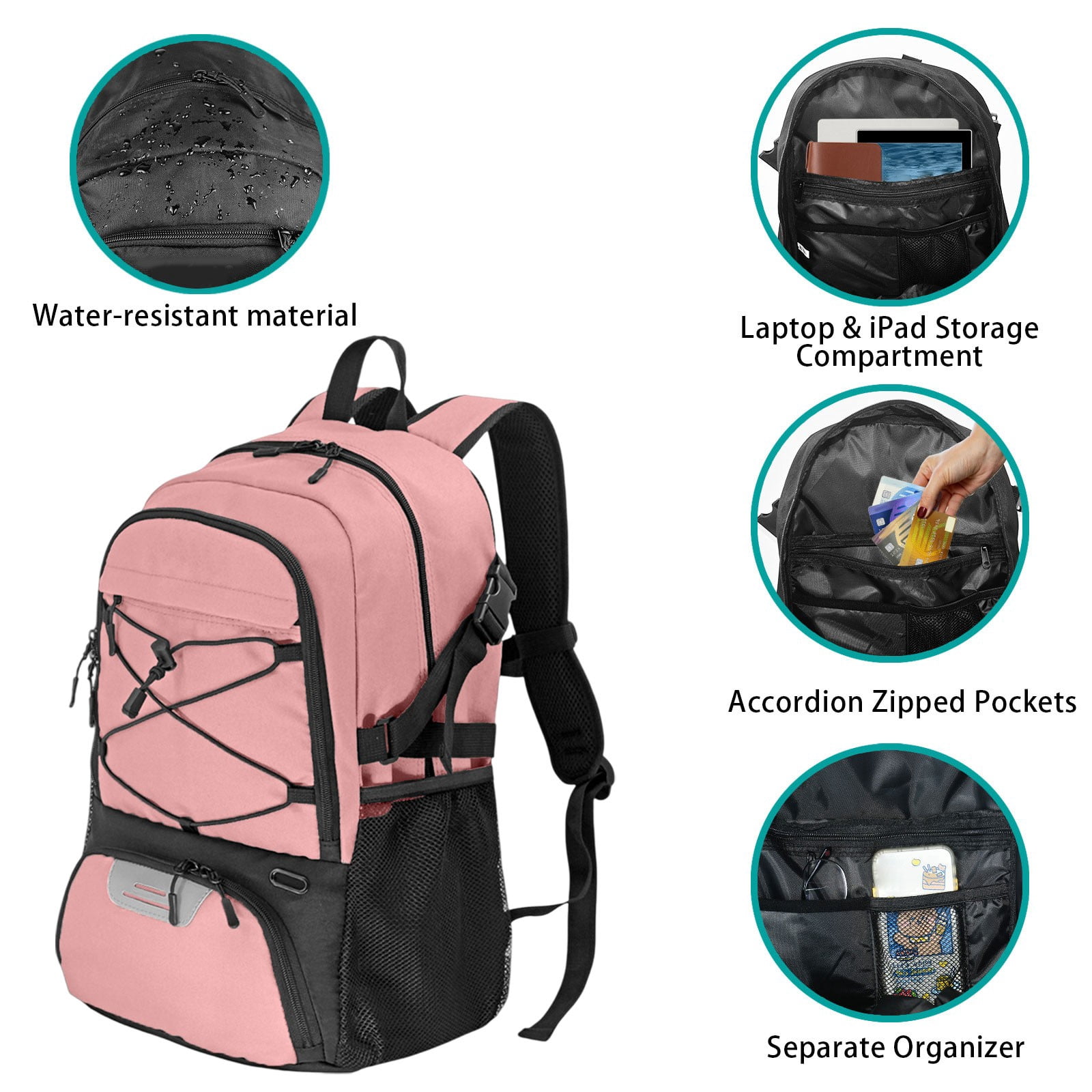 Elainilye Athletic Backpack, Airflow Design Sports Bag with Shoe Compartment, Gym Travel Pack for Basketball Gear Tennis Equipment Training
