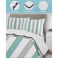 thumbnail image 4 of Quilts Twin XL Size, Turquoise Grey Stripe Soft Comforter Bedding Set for Bed, Modern Farmhouse Vertical Striped Lightweight Quilted Bedspread with Pillow Cover(2 Pieces) for All Season, 68x98 Inch, 4 of 6