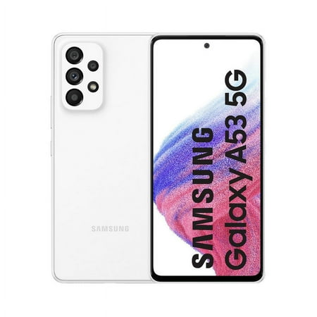 Samsung Galaxy A53 5G 128GB/6GB RAM (A536E) 6.46'' AMOLED Display 5000 mAh Fast Charging Battery GSM Unlocked International Version Awesome White (New)
