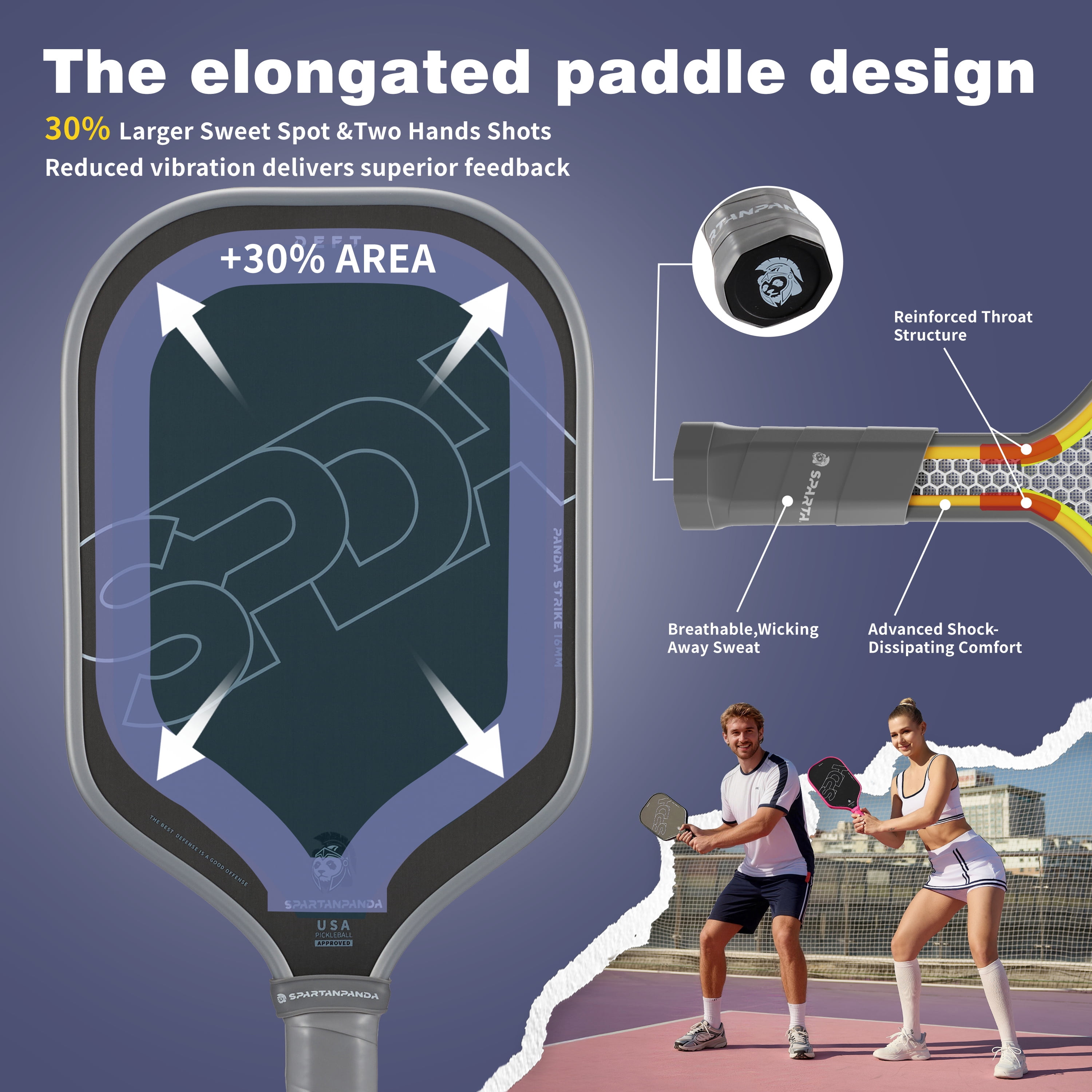Professional Pickleball Paddle , T700 Carbon Fiber, 16mm Elongated Lightweight Edge Pickle-Ball Racket for Pro Control Players