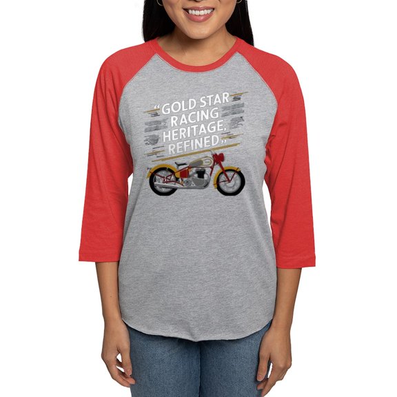 CafePress - Gold Star Racing Heritage Refined Women's Baseball T Shirt - Womens Baseball Tee