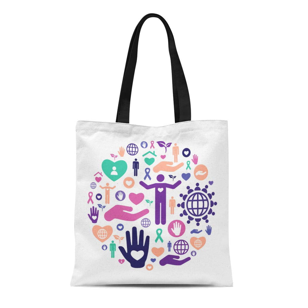ASHLEIGH Canvas Tote Bag Ngo of Charity for Help and Care in Circle