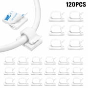 Rongsi 120 Pcs Adhesive Cable Wire Clips, Cable Staples Outdoor Cable Management Wire Organizer Cord Holder for Under Desk, Car, Wall, TV PC Ethernet Cable, White