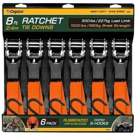 CargoLoc Ratchet Tie Downs 32585 6 Pc. 8 x 1 500 lbs - S - HI-VIZ CAMO