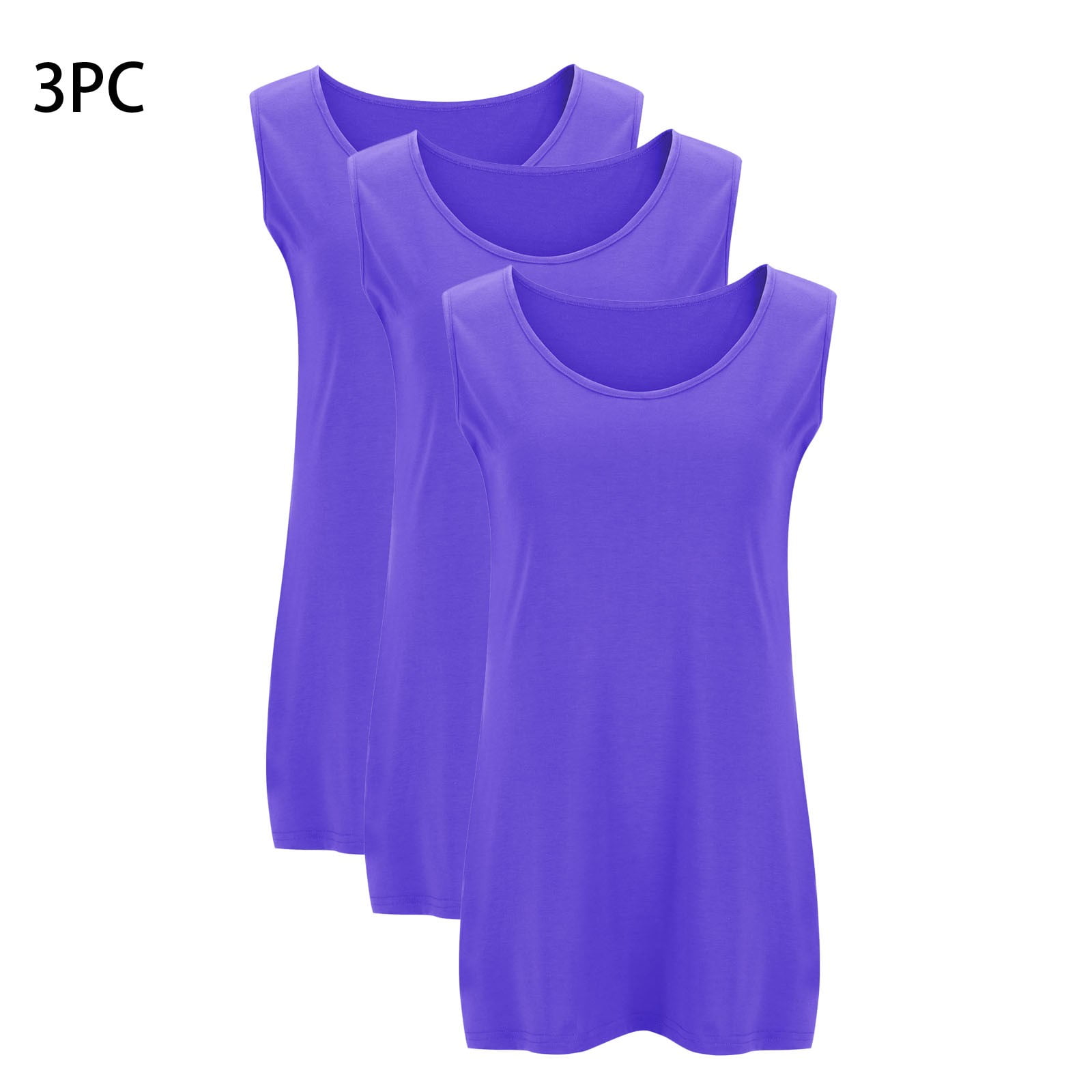 Fouhkni Plus Size Tank Tops for Women Sleeveless Round Neck Basic Loose Casual Plain Tunic Tops 3 Pack