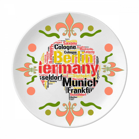 

Germany City Name Map Style Illustration Flower Ceramics Plate Tableware Dinner Dish