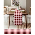 thumbnail image 6 of Red Farmhouse Burlap Cotton Table Runner 13x108 Inches Long, Gradient Buffalo Plaid Lattice Grid Farmhouse Table Runners, Outdoor Dining Tablecloths Decor for Baby Shower/Party/Wedding, 6 of 6