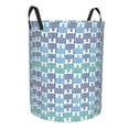 thumbnail image 3 of YFYANG Waterproof Laundry Hamper, Blue Wavy Lines Laundry Basket Oxford Fabric with Handle Foldable, S, 3 of 8