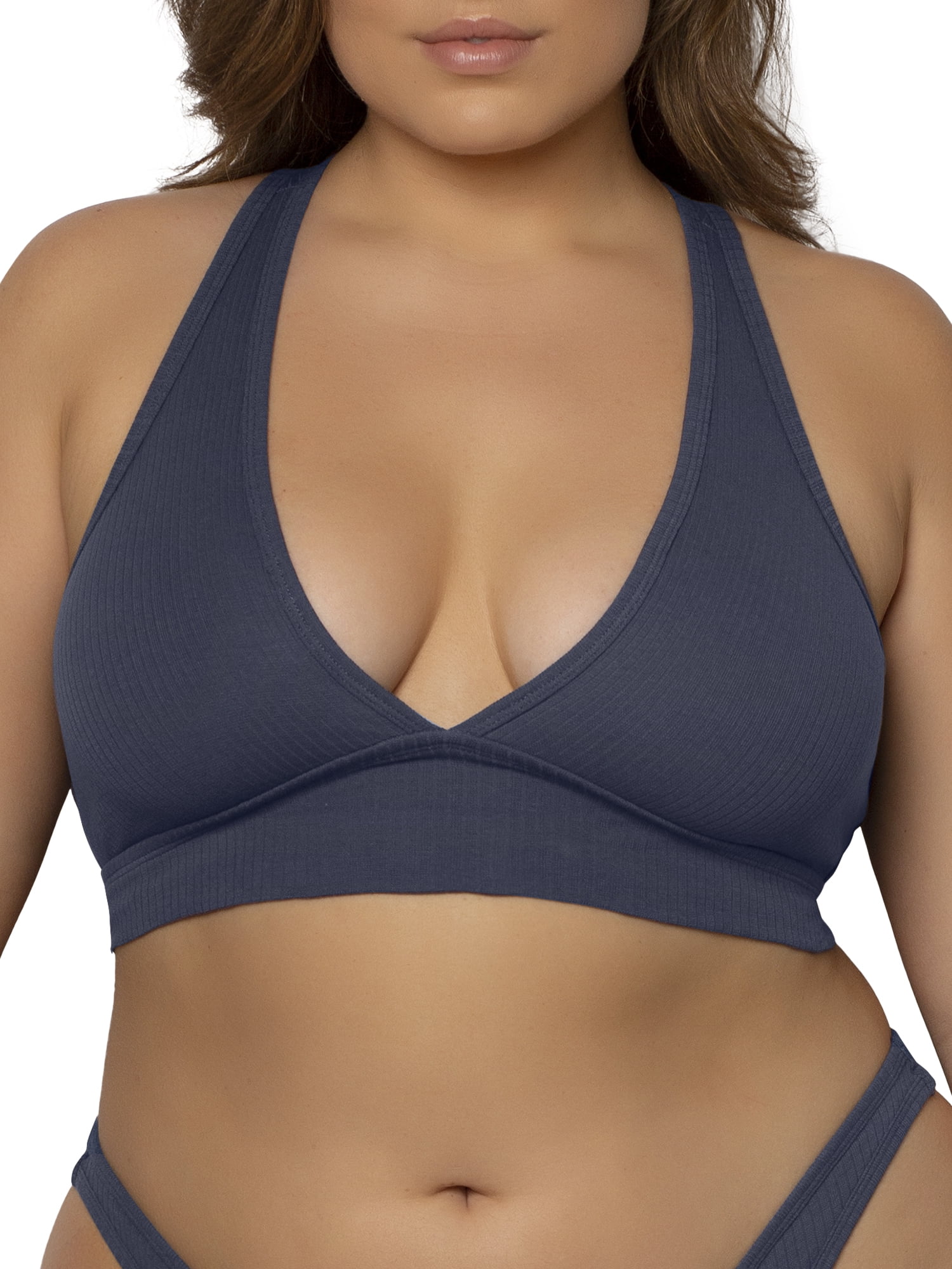 Smart & Sexy Women's Comfort Cotton Rib Cut-Out Racerback Bralette, Style-SA1415